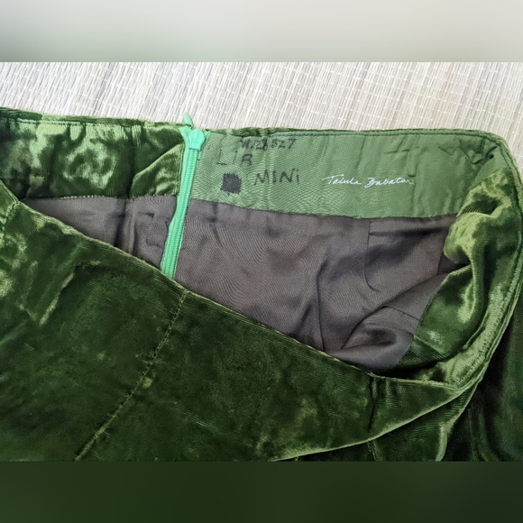 Y2K mini mini skirt Talula Babaton size 6/28w Green Crushed Velvet - Picture 3 of 6